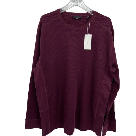 Vince Thermal Shirt Mens Size XXL Deep Wine Pima Cotton Long Sleeve - Picture 1 of 10